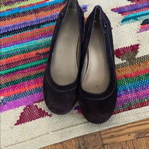 Brown suede wedge shoes